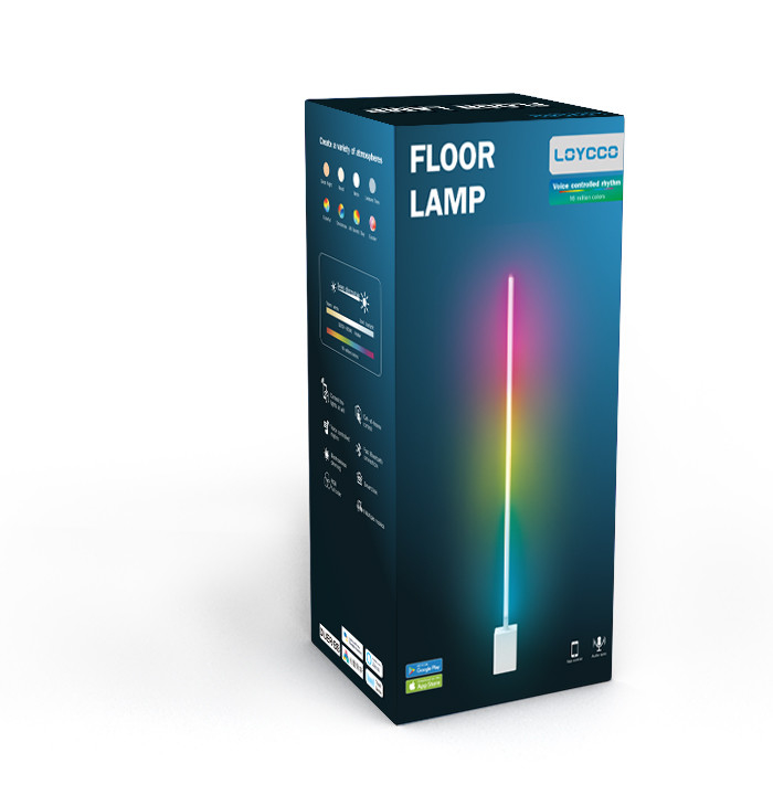 Voice Activated Smart LED Floor Lamp APP Control RGB CCT 25000H Life Span
